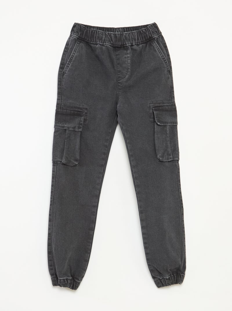 Pantalón multibolsillos vaquero elástico - Corte + ajustado Gris - Kiabi