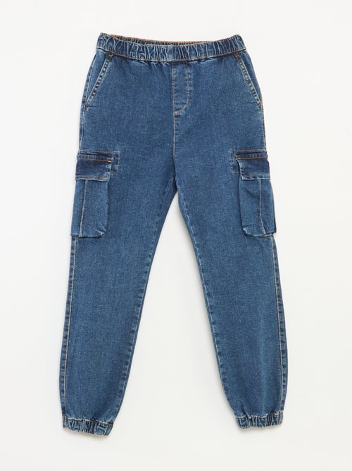 Pantalón multibolsillos vaquero elástico - Corte + cómodo - Kiabi