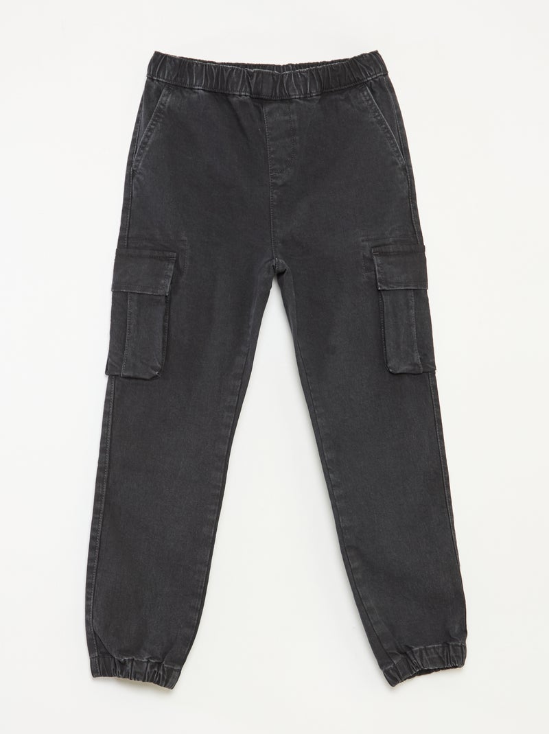 Pantalón multibolsillos vaquero elástico - Corte + cómodo Gris - Kiabi