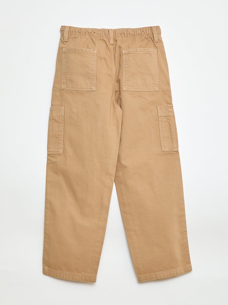 Pantalón multipoches liso Beige - Kiabi