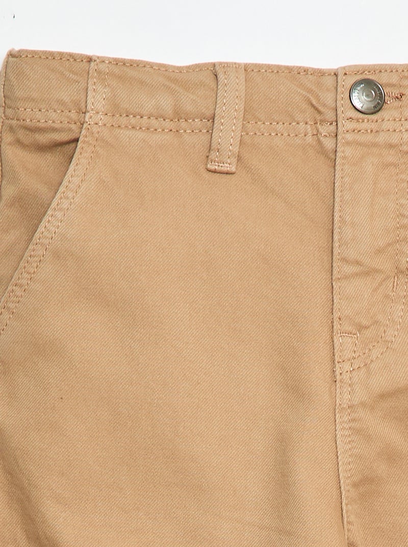 Pantalón multipoches liso Beige - Kiabi