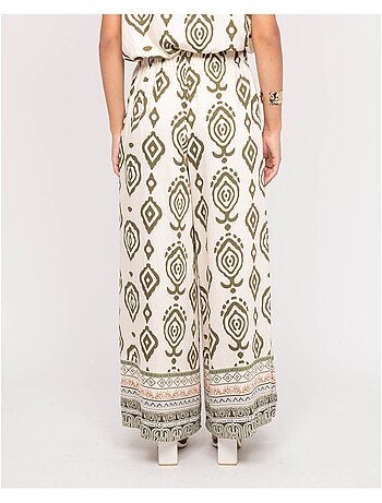 Pantalón palazzo con motivos EDMIRA