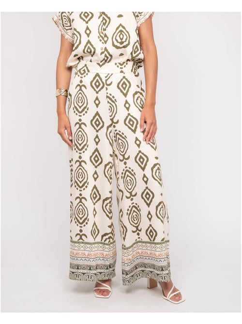 Pantalón palazzo con motivos EDMIRA - Kiabi Pantalón palazzo con motivos EDMIRA - Kiabi