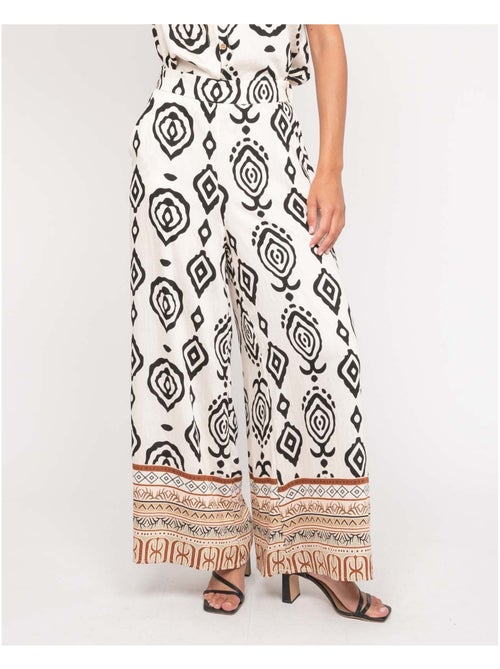 Pantalón palazzo con motivos EDMIRA - Kiabi Pantalón palazzo con motivos EDMIRA - Kiabi