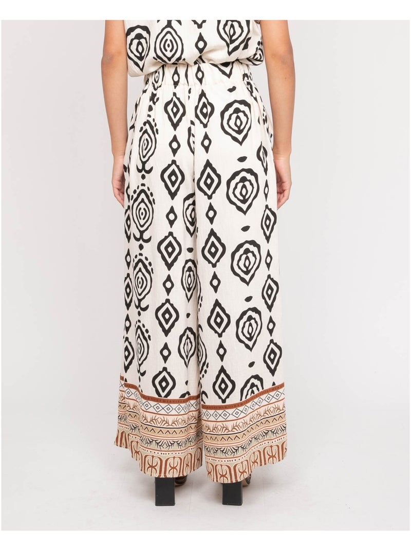 Pantalón palazzo con motivos EDMIRA Negro - Kiabi