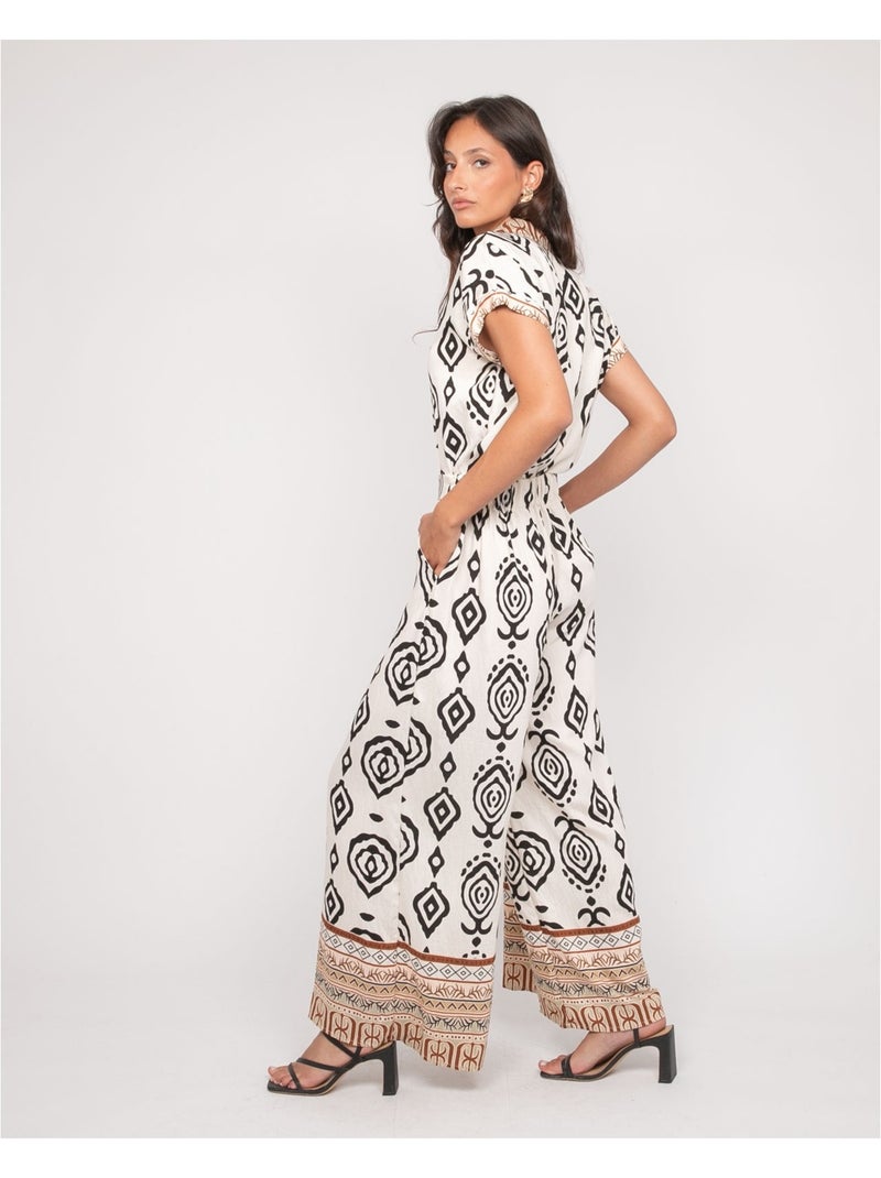 Pantalón palazzo con motivos EDMIRA Negro - Kiabi