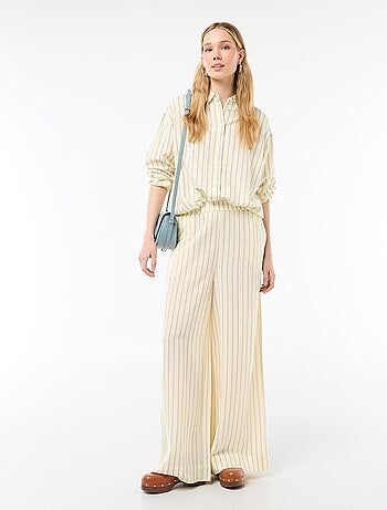 Pantalón palazzo de lino mezclado