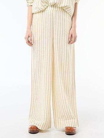 Pantalón palazzo de lino mezclado