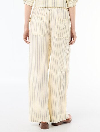 Pantalón palazzo de lino mezclado