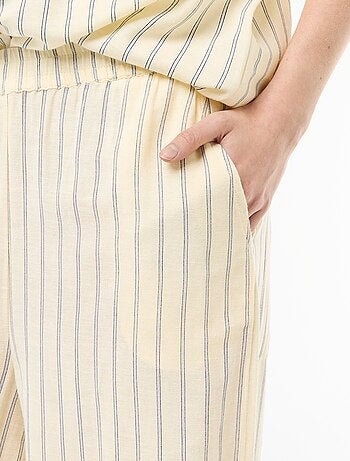 Pantalón palazzo de lino mezclado