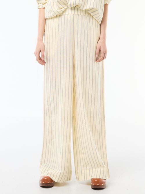 Pantalón palazzo de lino mezclado - Kiabi