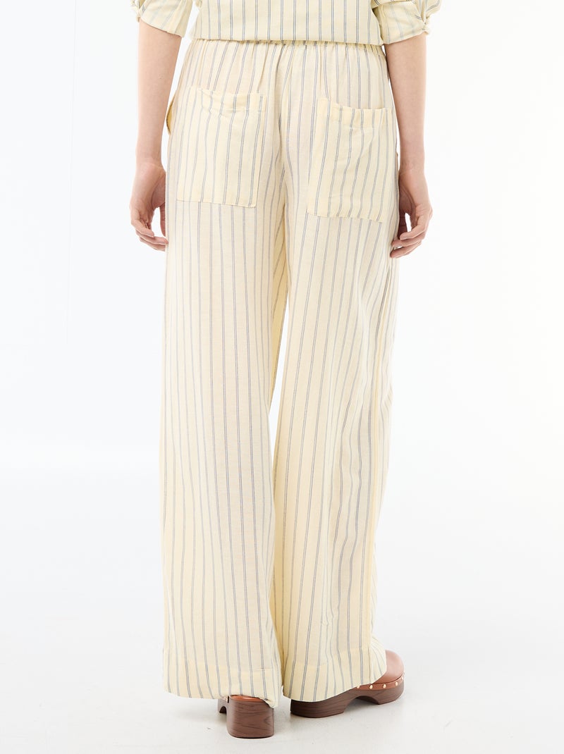 Pantalón palazzo de lino mezclado Amarillo - Kiabi