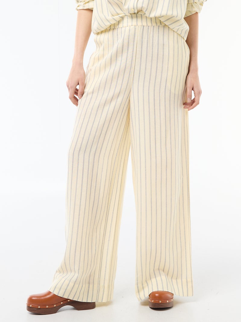 Pantalón palazzo de lino mezclado Amarillo - Kiabi