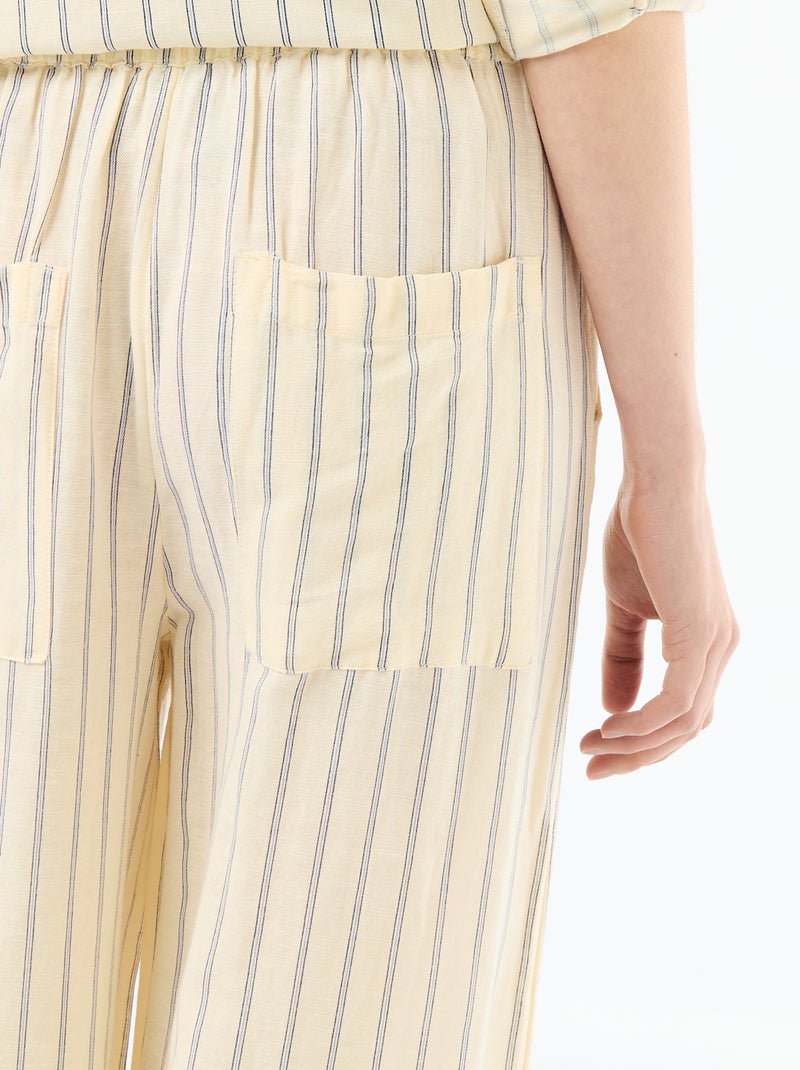 Pantalón palazzo de lino mezclado Amarillo - Kiabi