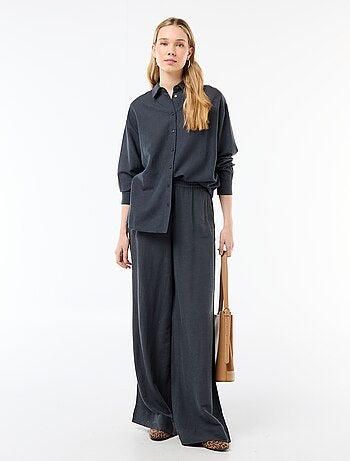Pantalón palazzo de lino mezclado