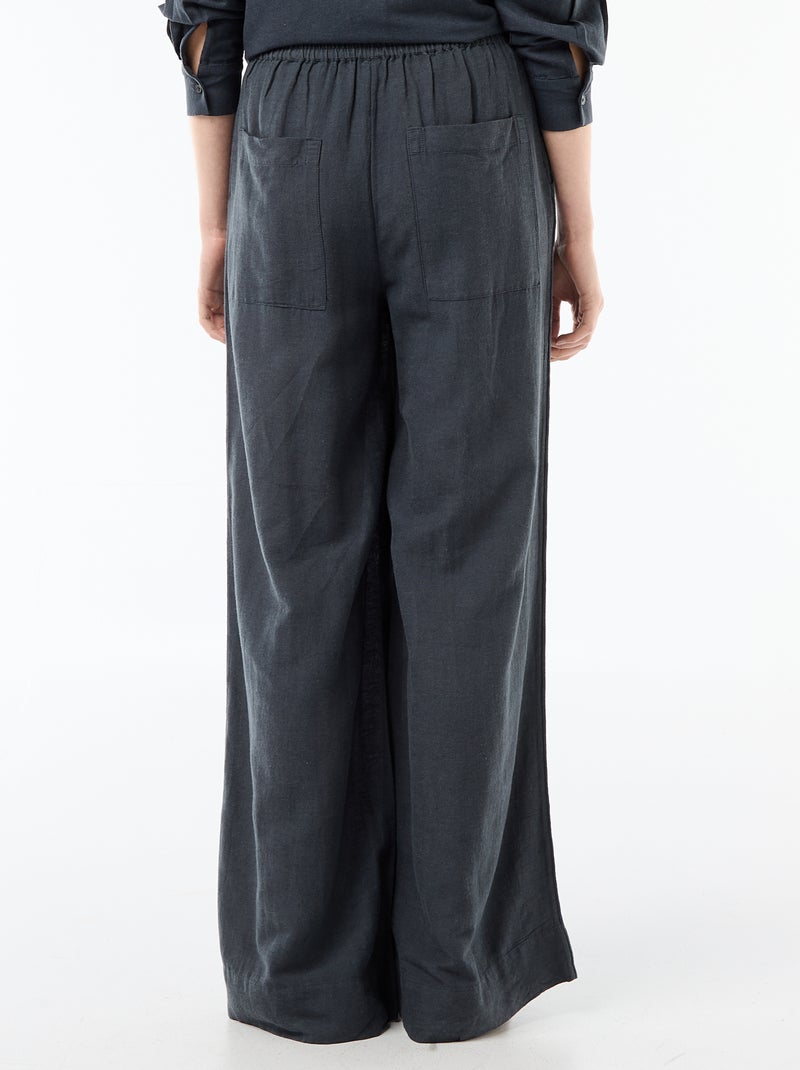 Pantalón palazzo de lino mezclado Azul - Kiabi