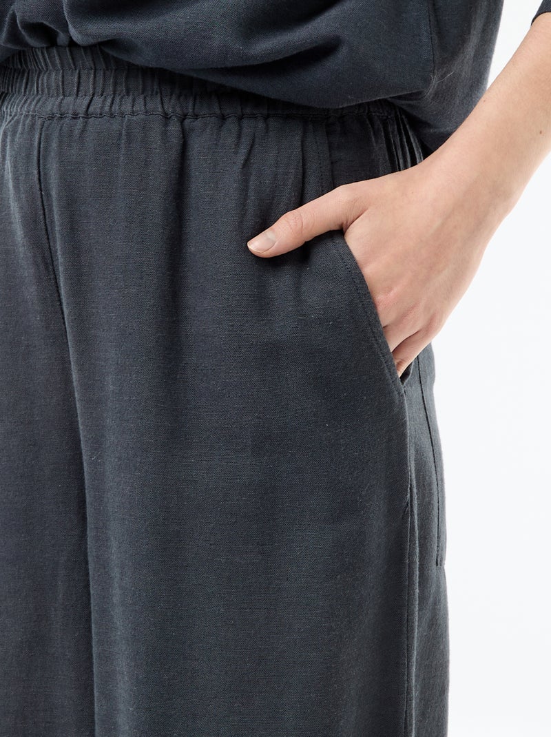 Pantalón palazzo de lino mezclado Azul - Kiabi