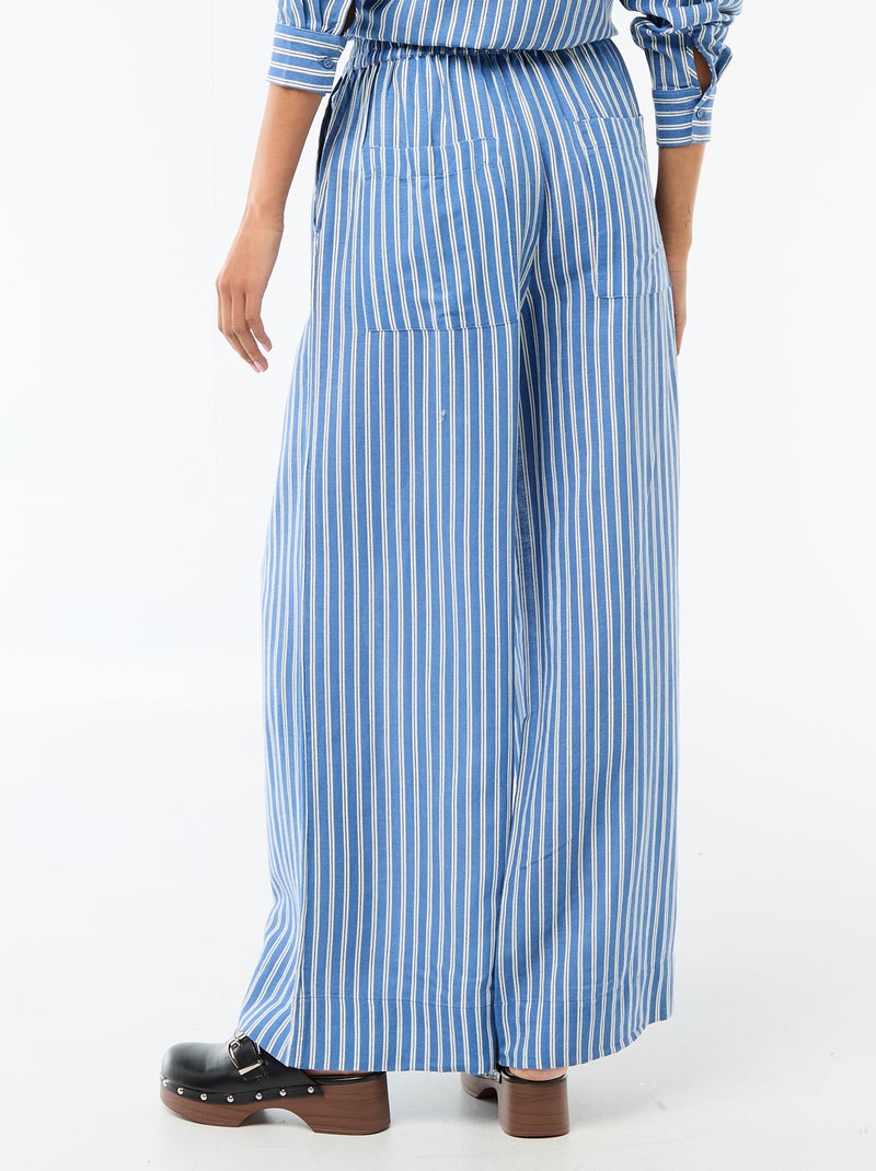 Pantalón palazzo de lino mezclado Azul - Kiabi