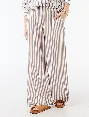 Pantalón palazzo de lino mezclado