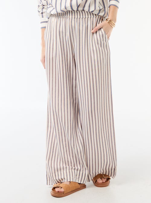 Pantalón palazzo de lino mezclado - Kiabi