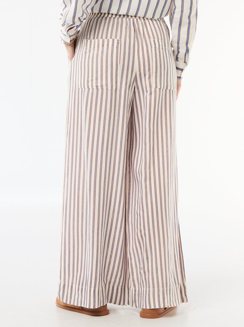 Pantalón palazzo de lino mezclado Beige - Kiabi