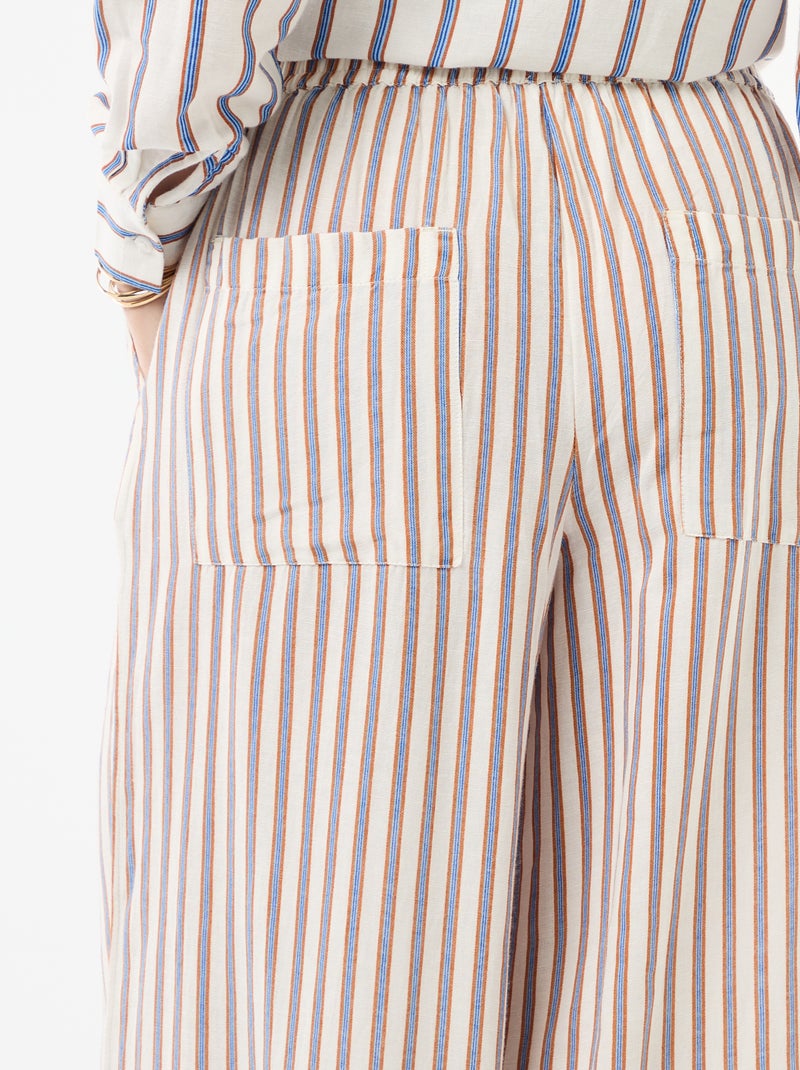 Pantalón palazzo de lino mezclado Beige - Kiabi