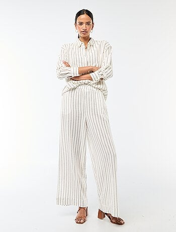 Pantalón palazzo de lino mezclado