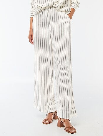 Pantalón palazzo de lino mezclado