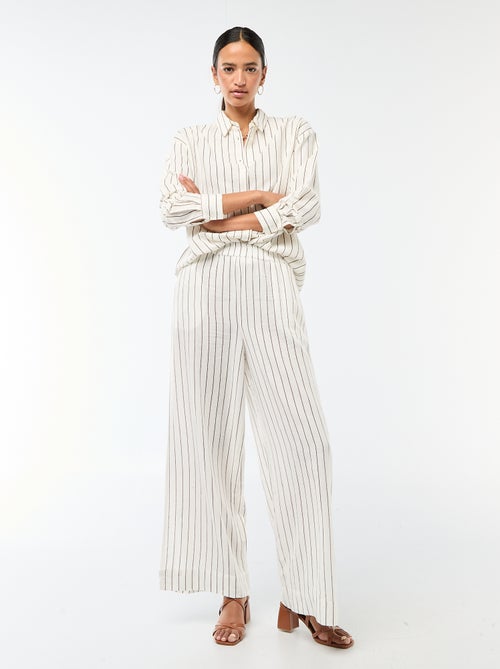 Pantalón palazzo de lino mezclado - Kiabi