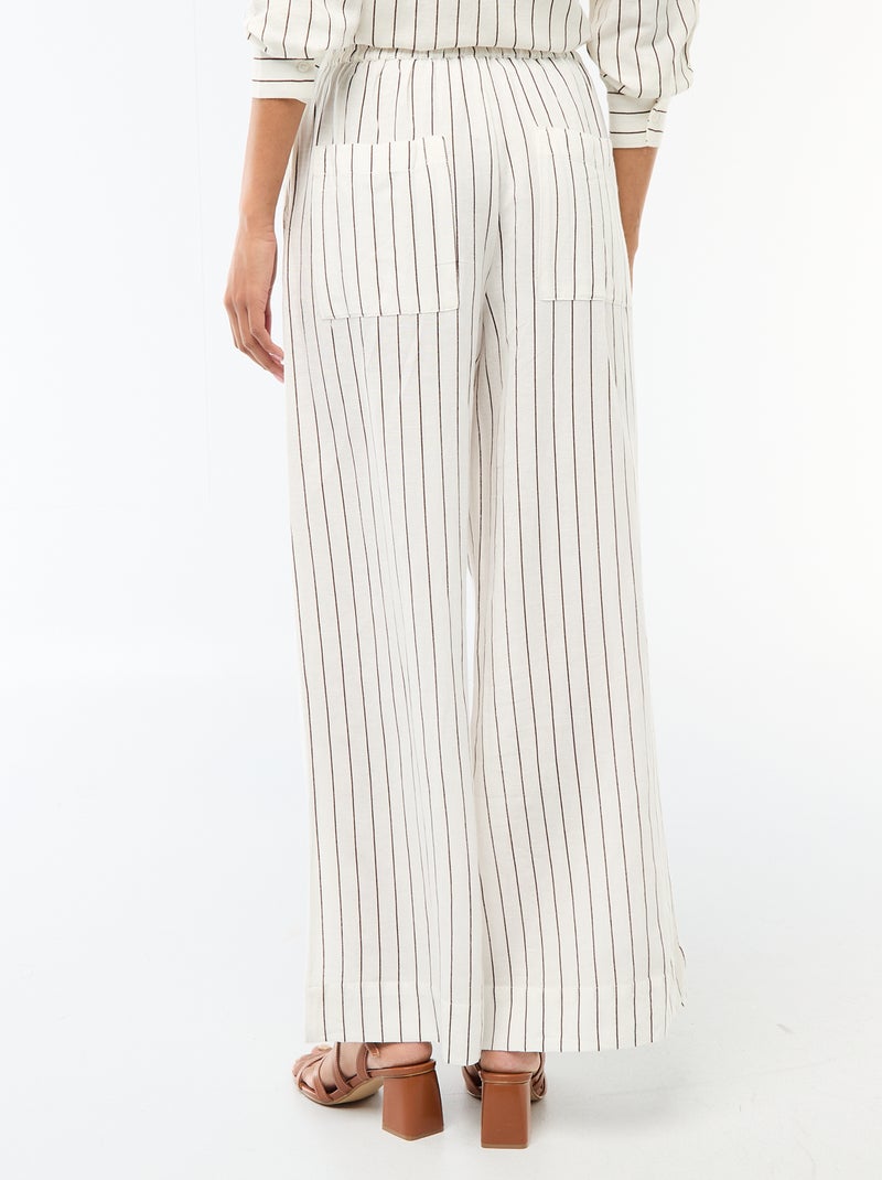 Pantalón palazzo de lino mezclado Blanco - Kiabi