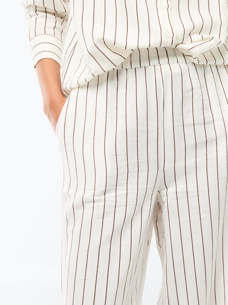Pantalón palazzo de lino mezclado Blanco - Kiabi