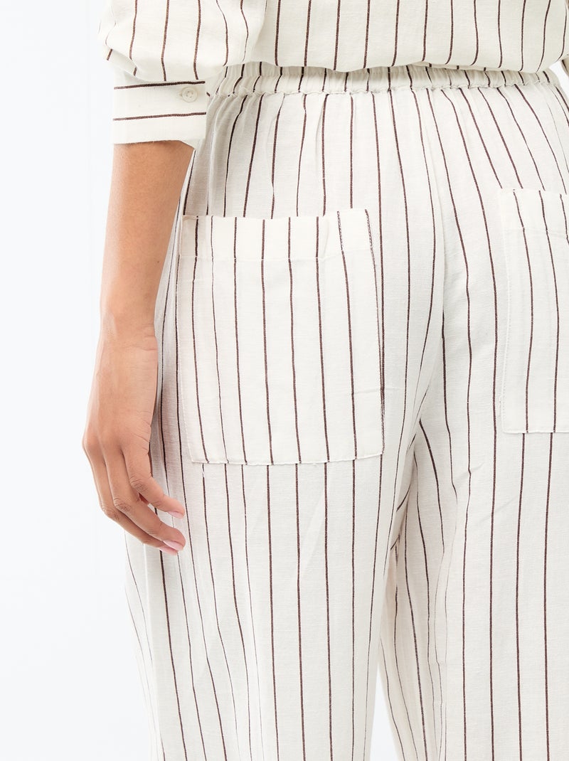 Pantalón palazzo de lino mezclado Blanco - Kiabi