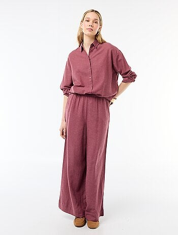 Pantalón palazzo de lino mezclado