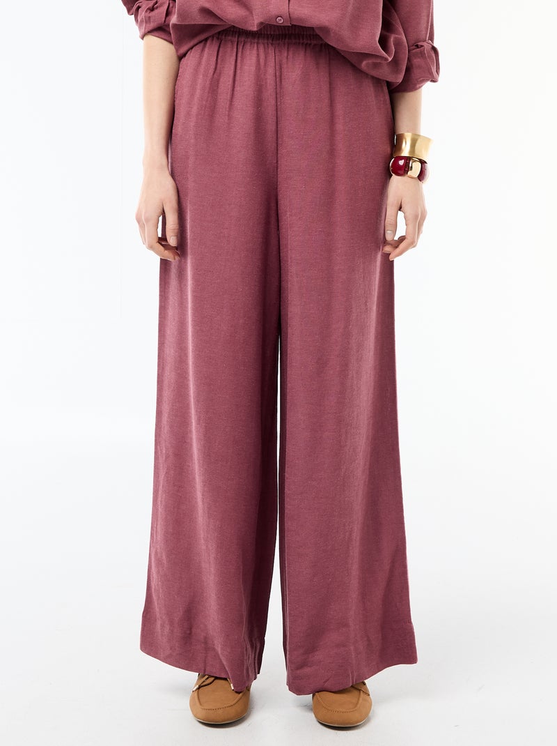 Pantalón palazzo de lino mezclado Rosa - Kiabi
