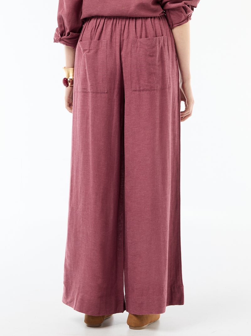 Pantalón palazzo de lino mezclado Rosa - Kiabi