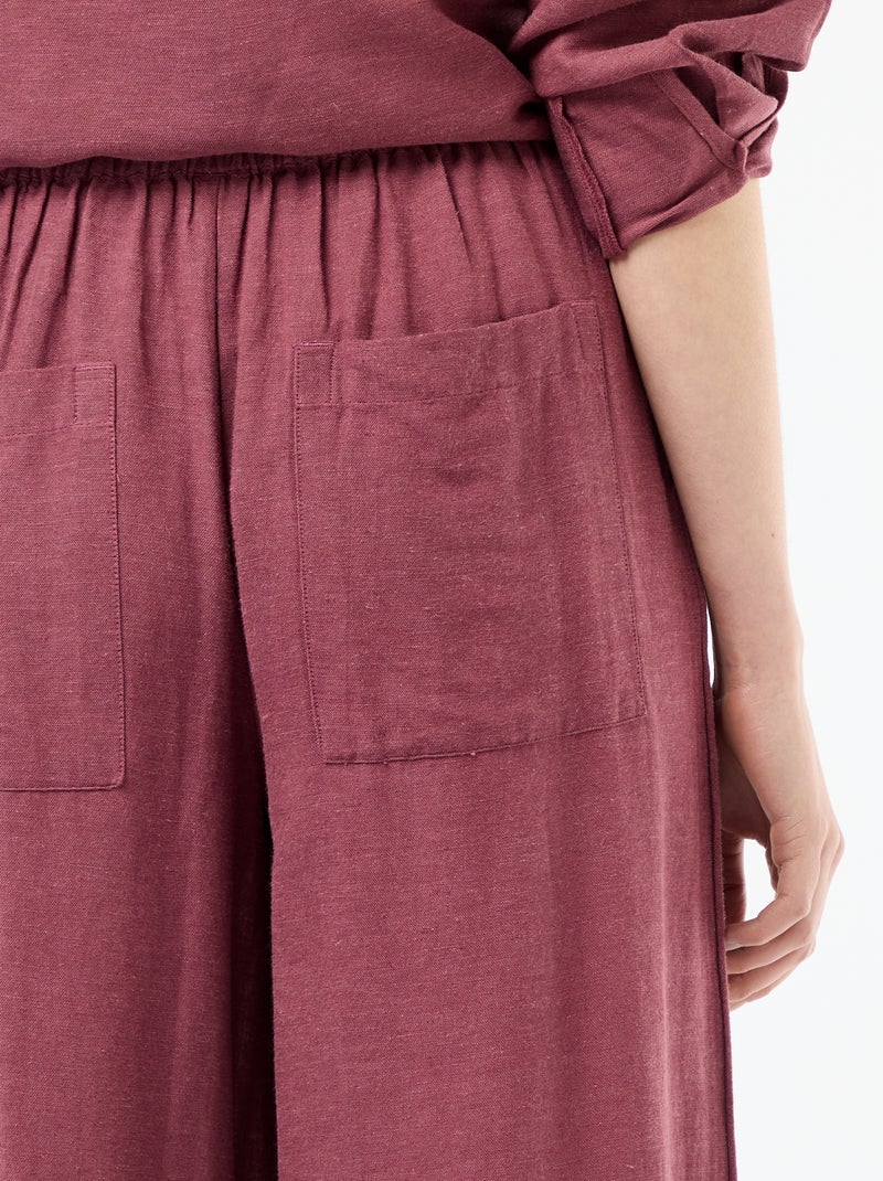 Pantalón palazzo de lino mezclado Rosa - Kiabi