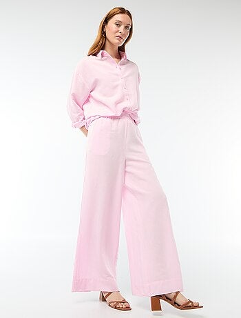 Pantalón palazzo de lino mezclado