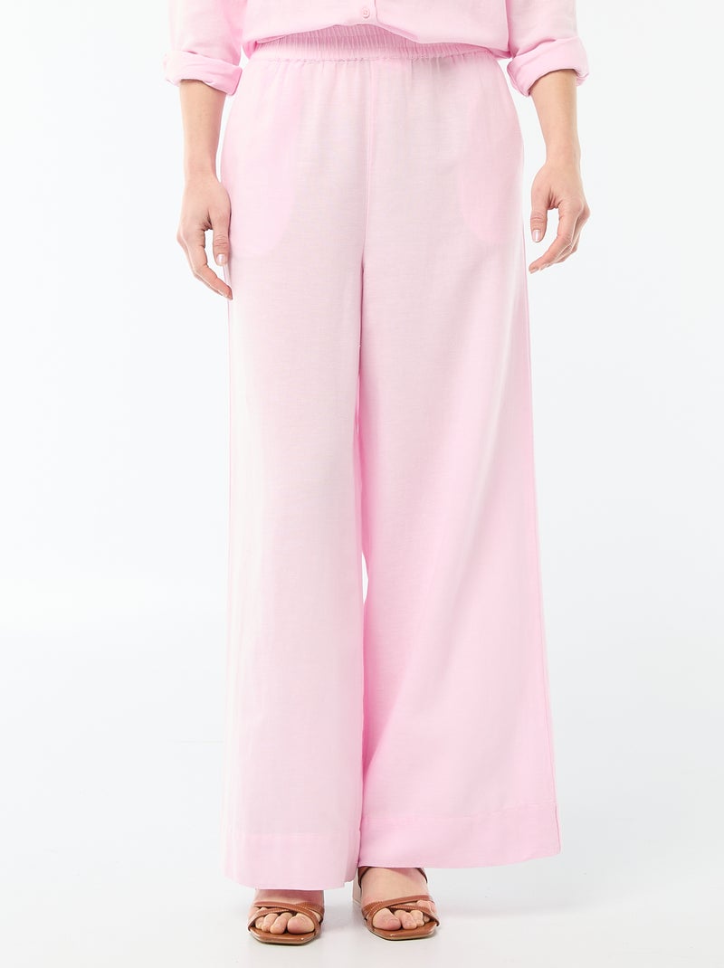 Pantalón palazzo de lino mezclado Rosa - Kiabi