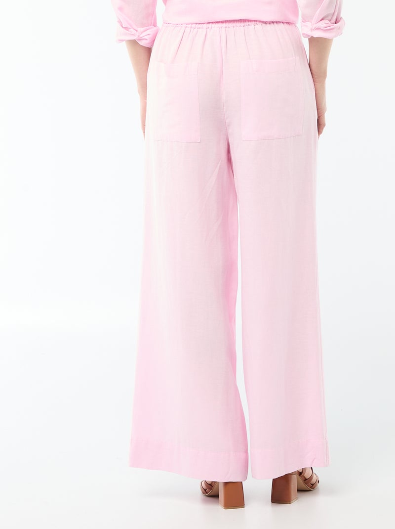 Pantalón palazzo de lino mezclado Rosa - Kiabi
