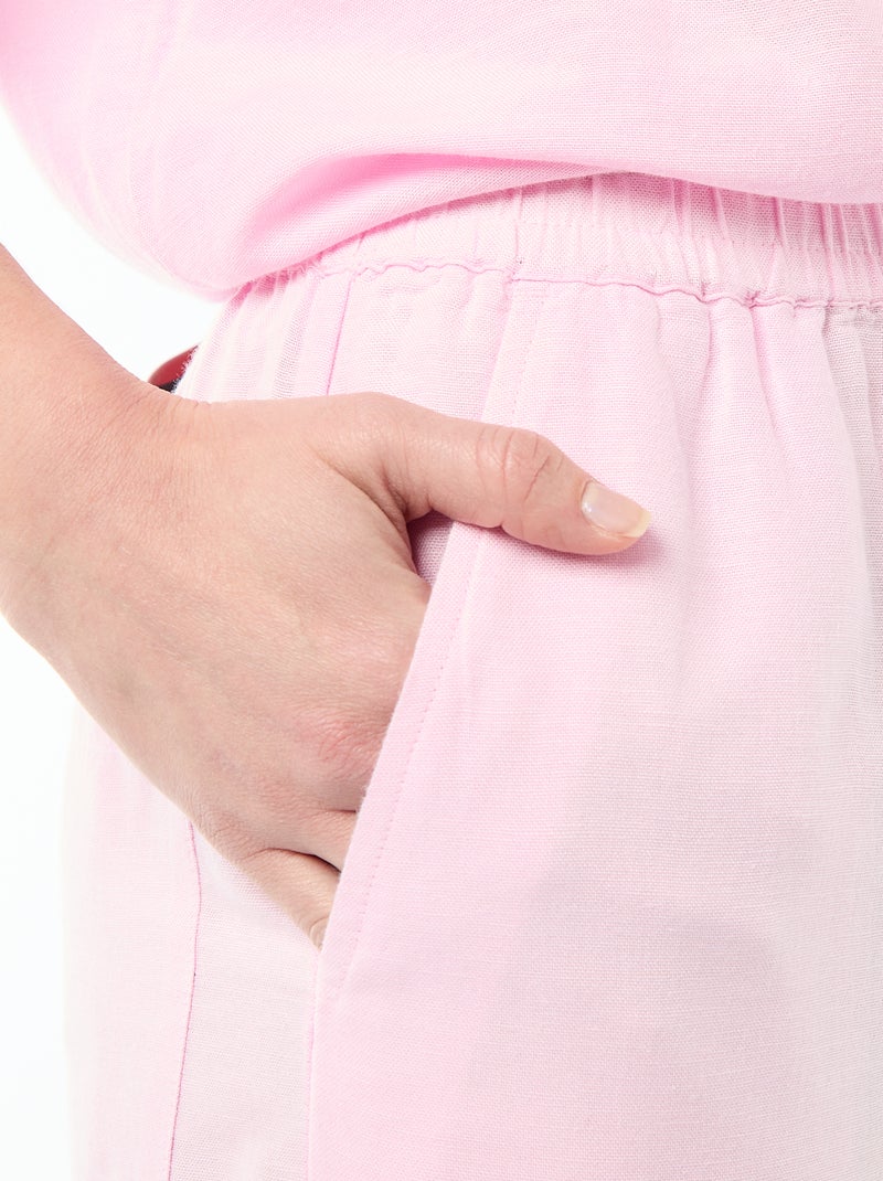 Pantalón palazzo de lino mezclado Rosa - Kiabi