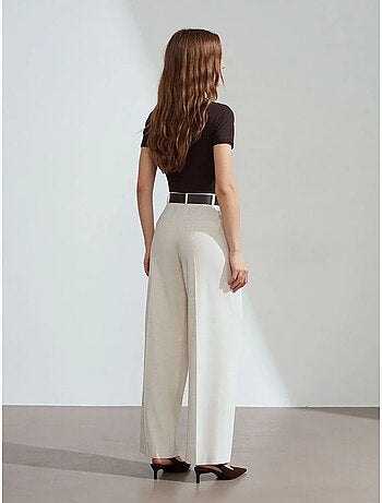 Pantalón palazzo de pernera ancha con cinturón dilvin