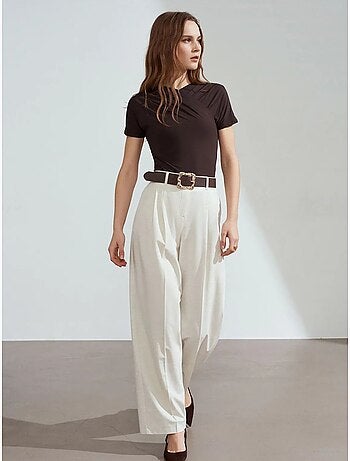 Pantalón palazzo de pernera ancha con cinturón dilvin