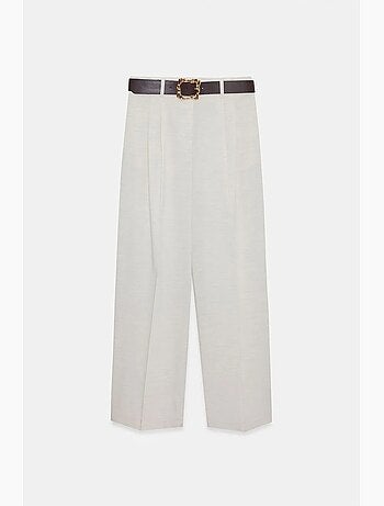 Pantalón palazzo de pernera ancha con cinturón dilvin