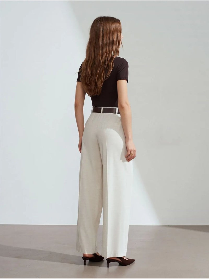 Pantalón palazzo de pernera ancha con cinturón dilvin Crema - Kiabi