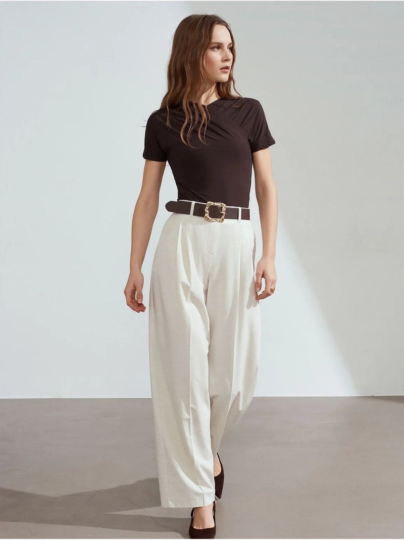 Pantalón palazzo de pernera ancha con cinturón dilvin Crema - Kiabi