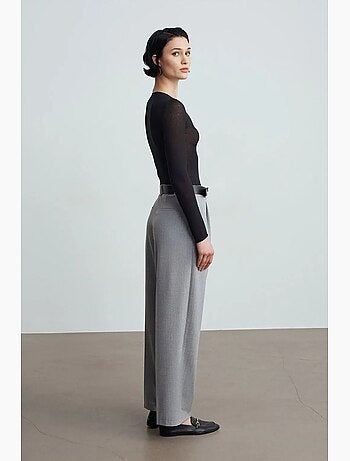 Pantalón palazzo de pernera ancha con cinturón dilvin