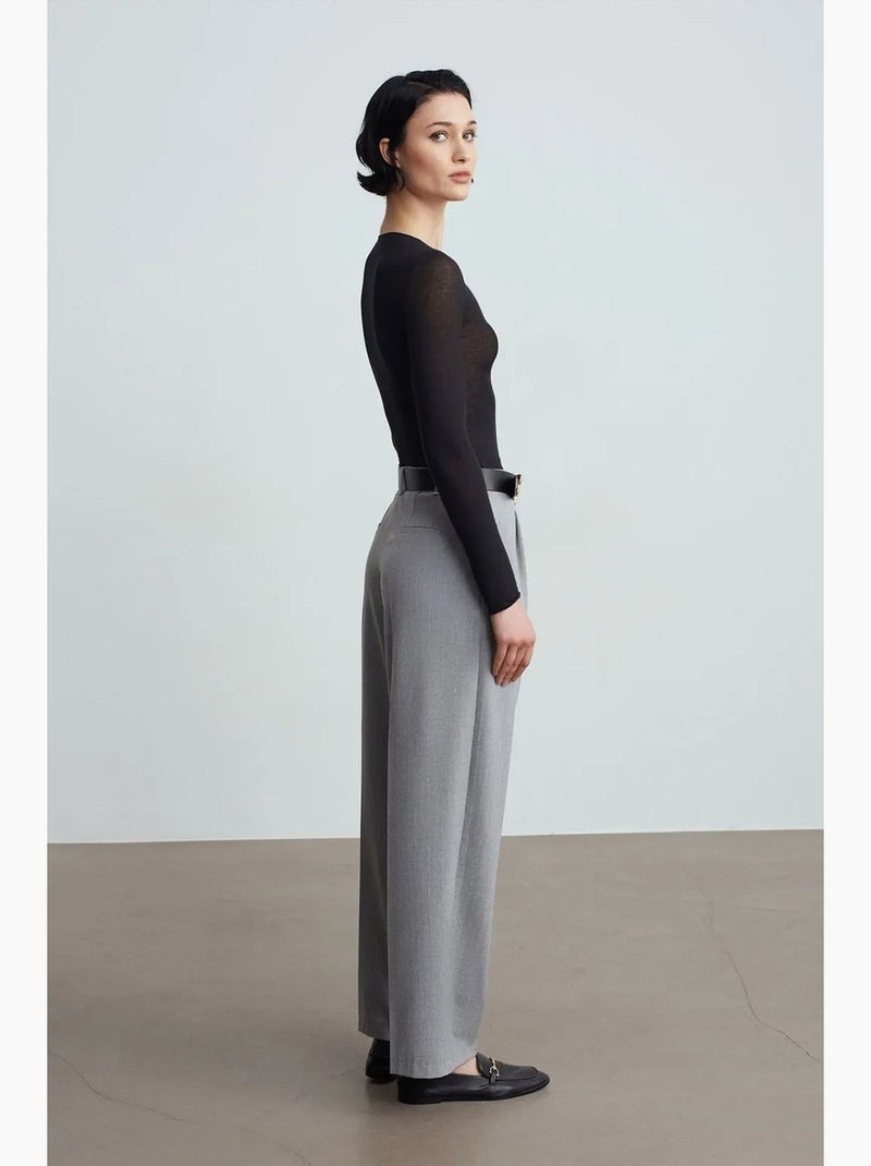 Pantalón palazzo de pernera ancha con cinturón dilvin Gris claro - Kiabi