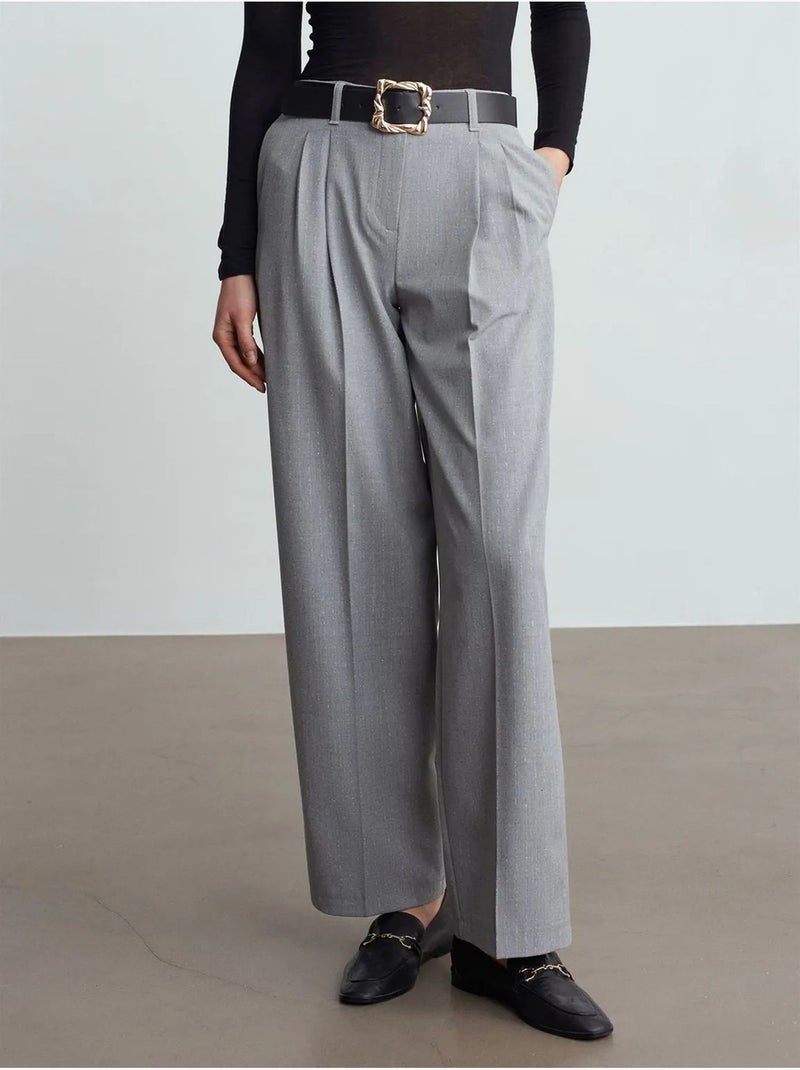 Pantalón palazzo de pernera ancha con cinturón dilvin Gris claro - Kiabi