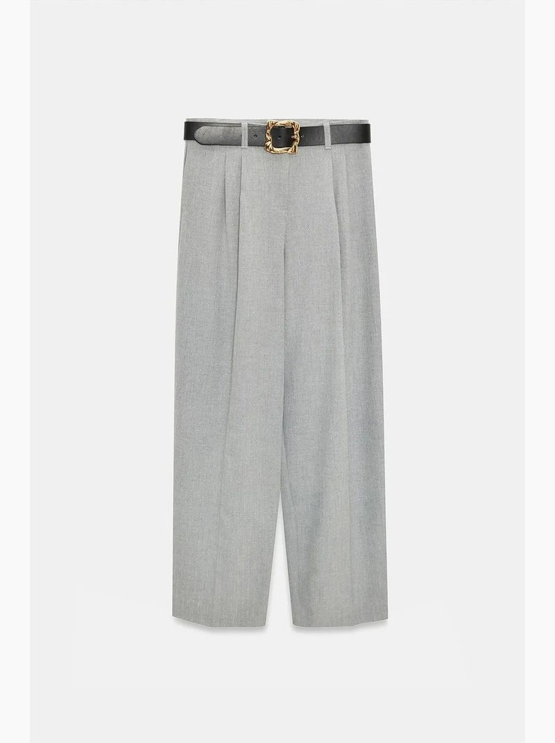 Pantalón palazzo de pernera ancha con cinturón dilvin Gris claro - Kiabi