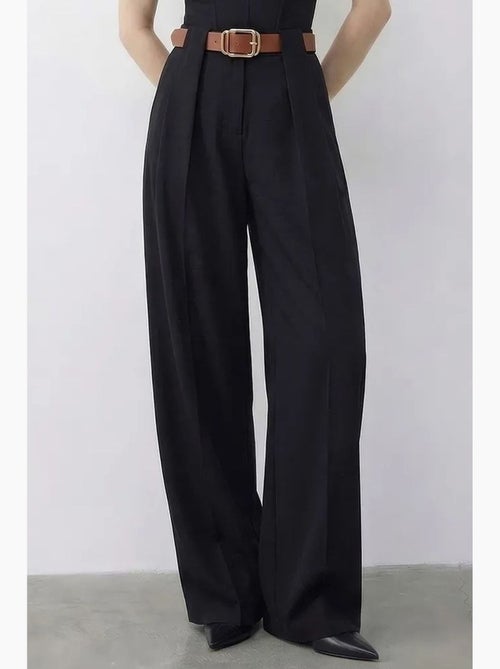 Pantalón palazzo de pierna ancha de tiro alto con cinturón lucci - Kiabi Pantalón palazzo de pierna ancha de tiro alto con cinturón lucci - Kiabi